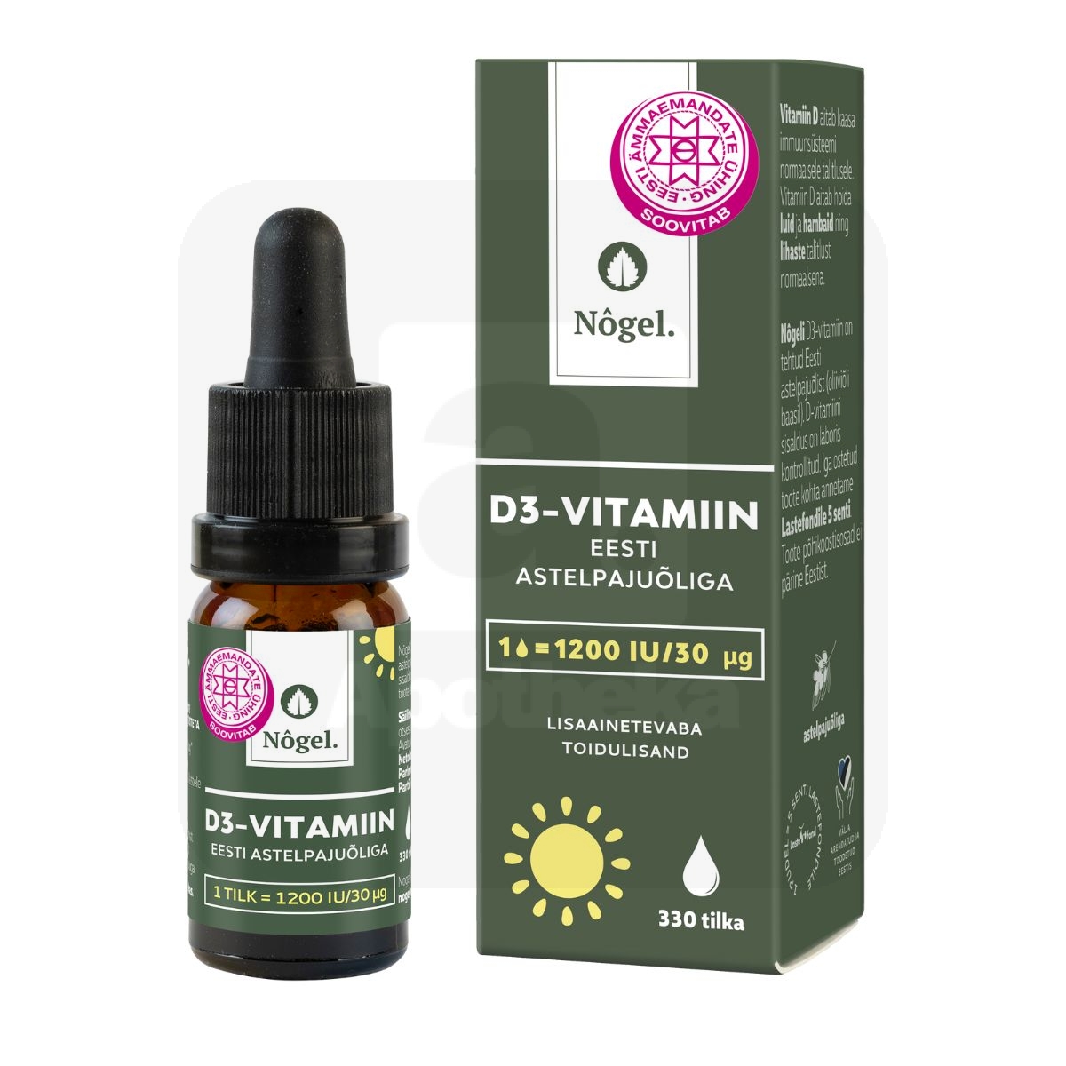 NÕGEL D3-VITAMIIN EESTI ASTELPAJUÕLIGA 1200IU/TILGAS 10ML - Изображение товара