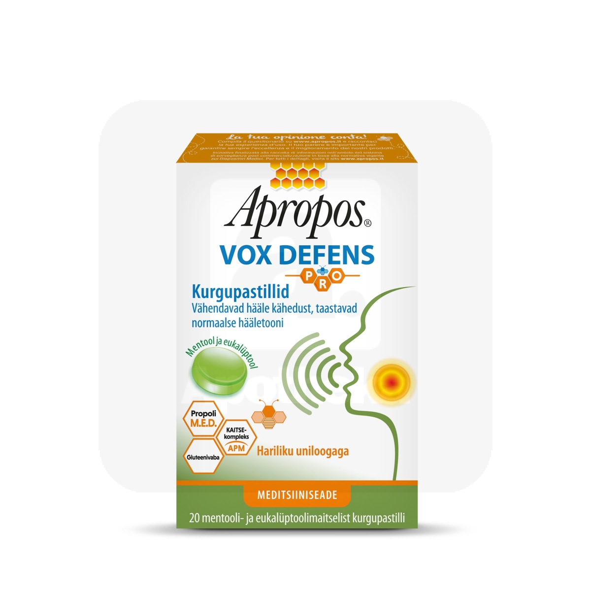 APROPOS VOX DEFENS PASTILLID MENTOOL JA EUKALÜPT N20 - Изображение товара