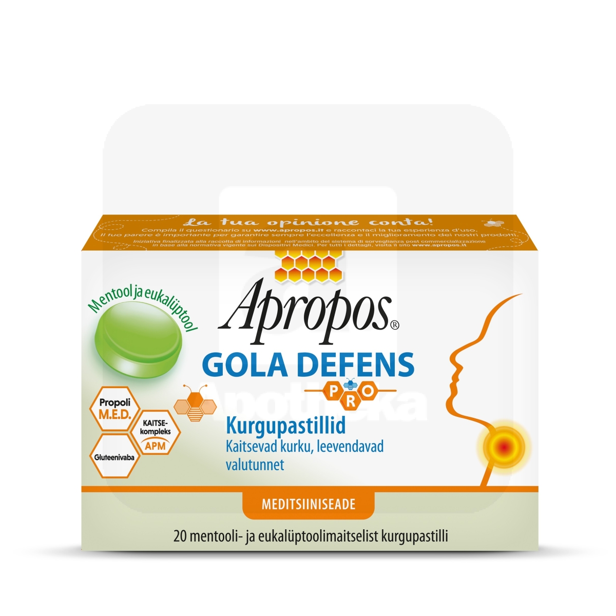 APROPOS GOLA DEFENS PASTILLID MENTOOL JA EUKALÜPT N20 - Изображение товара