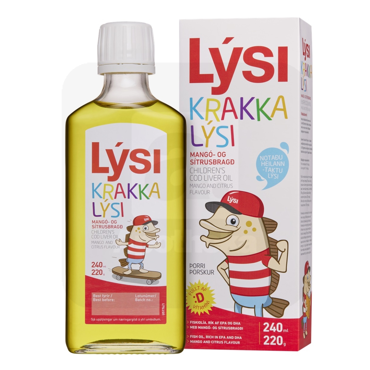 LYSI OMEGA-3 KALAMAKSAÕLI LASTELE MANGO JA TSITRUSVILJADEGA 240ML - Изображение товара