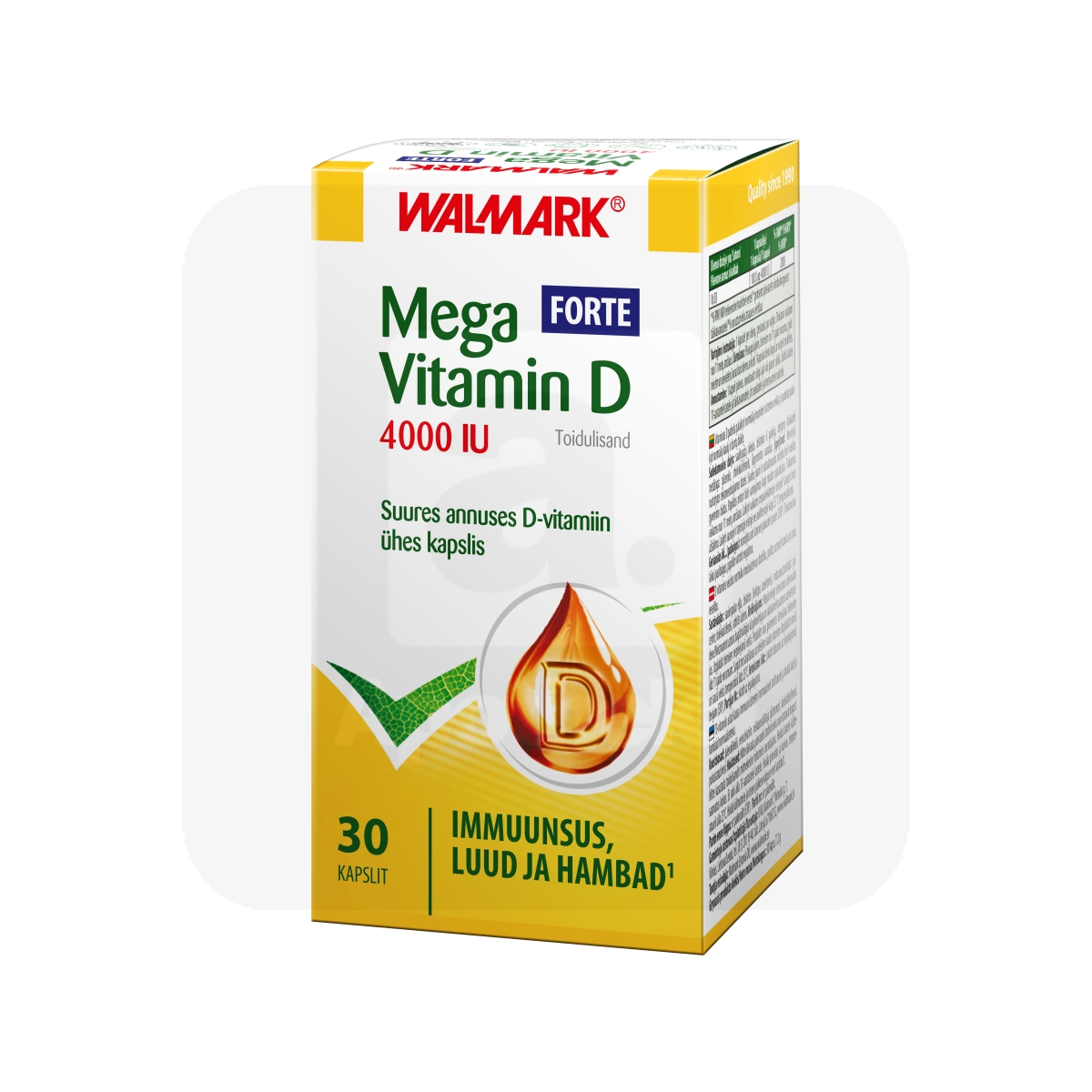 WALMARK MEGA VITAMIIN D 4000IU KAPSLID FORTE N30 - Изображение товара