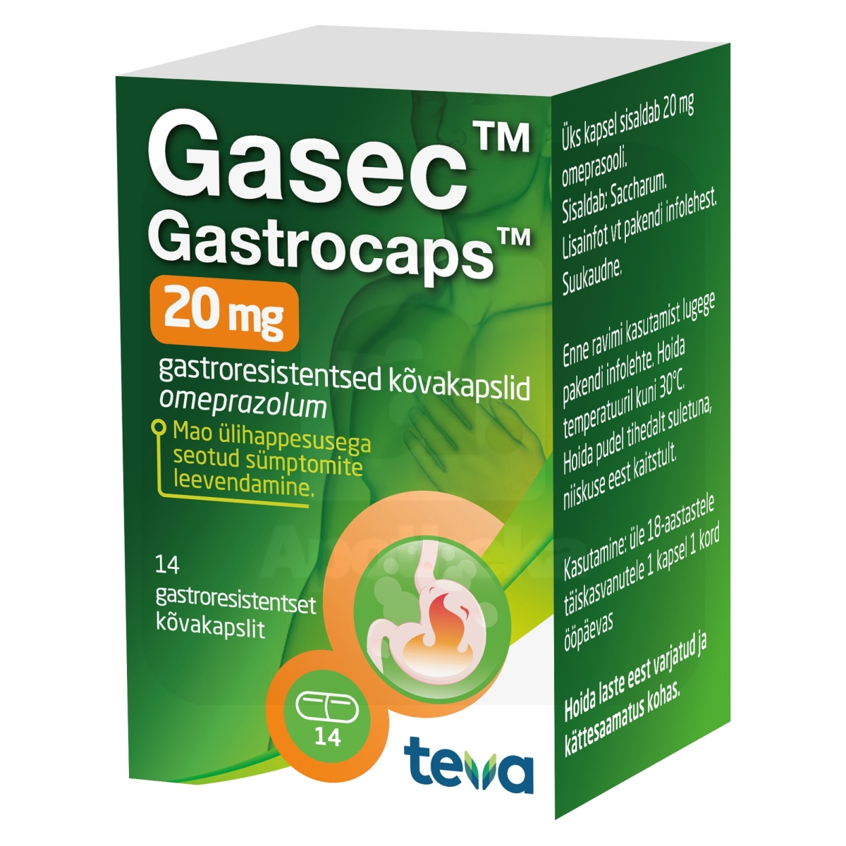 GASEC GASTROCAPS GASTRORESIST KAPSEL 20MG N14 - Изображение товара