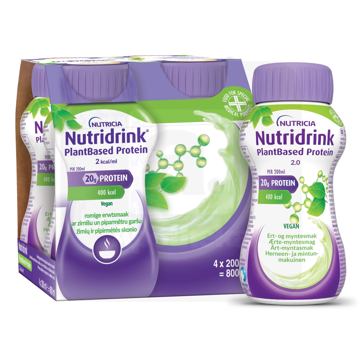 NUTRIDRINK PLANTBASED PROTEIN HERNES-MÜNT 200ML N4 - Изображение товара