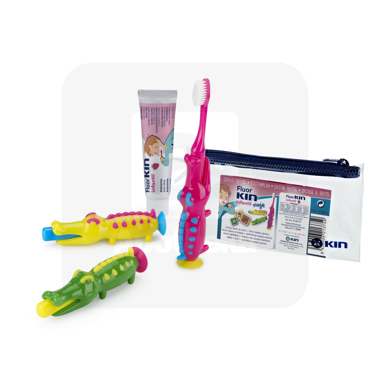 KIN REISIKOMPLEKT KROKODILL LASTELE, HAMBAHARI+PASTA 25ML - Изображение товара