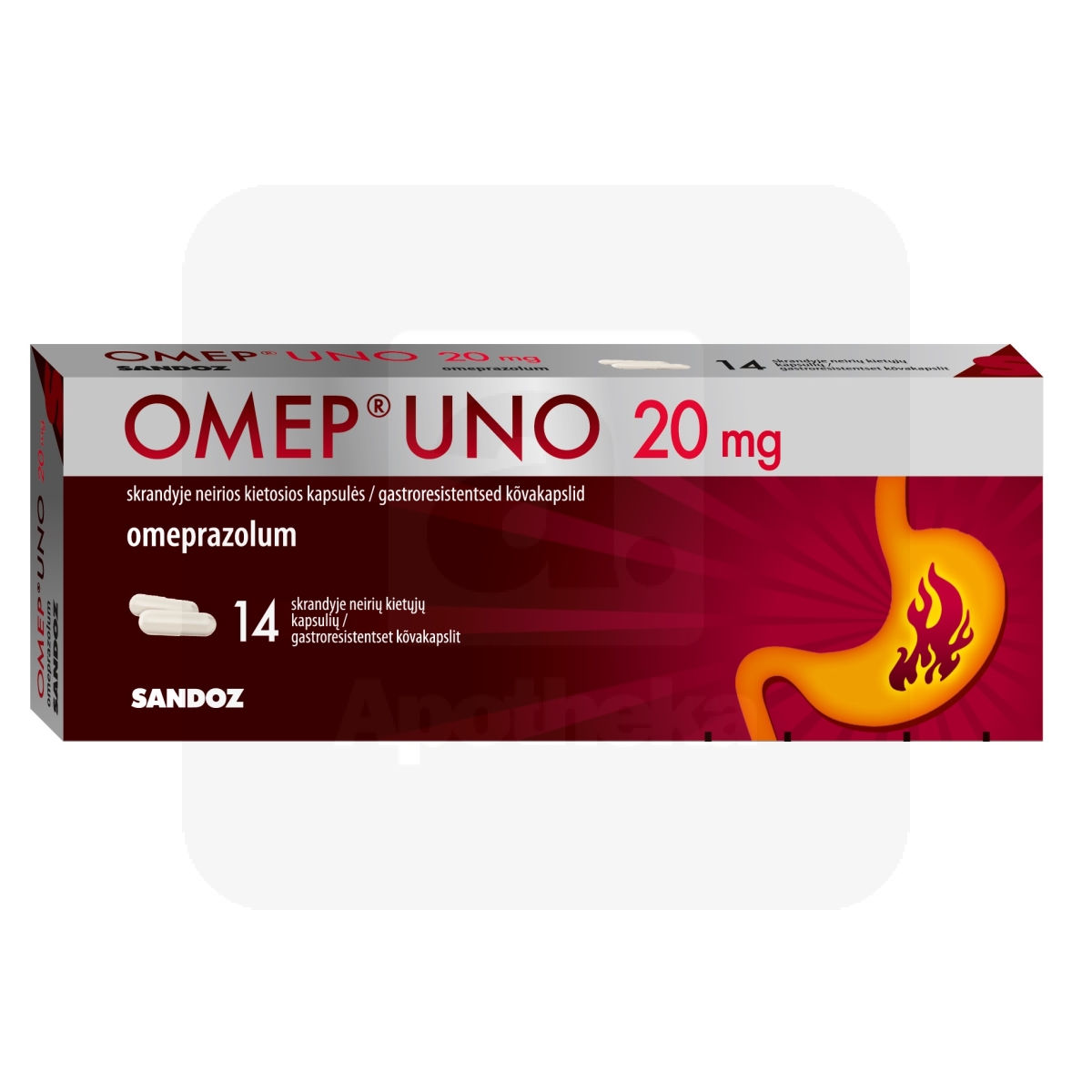 OMEP UNO GASTRORESIST KAPSEL 20MG N14 - Изображение товара