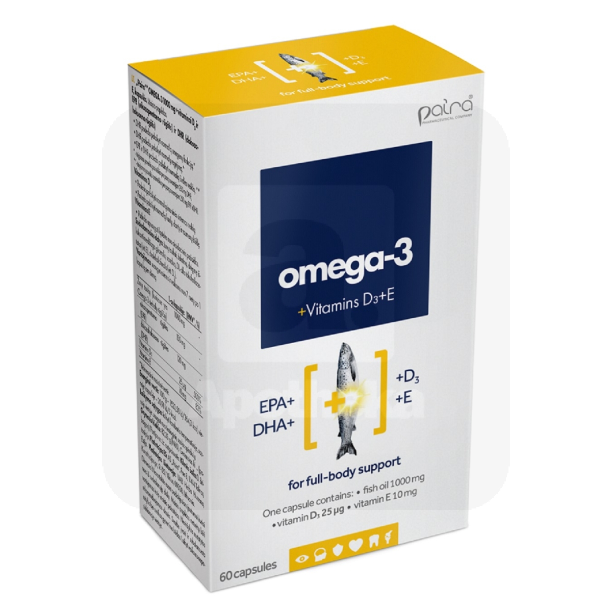 OMEGA-3 1000MG+ D3 25MCG + VIT E 10MG CAPS N60 (PAIRA)