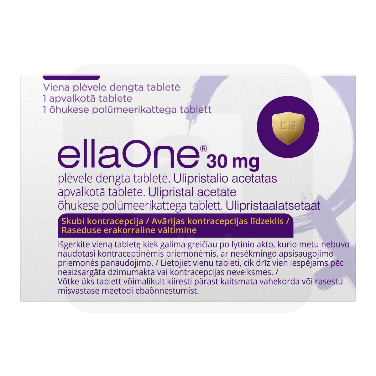 ELLAONE ÕHUKESE POLÜMEERIKATTEGA TBL 30MG N1 - Изображение товара
