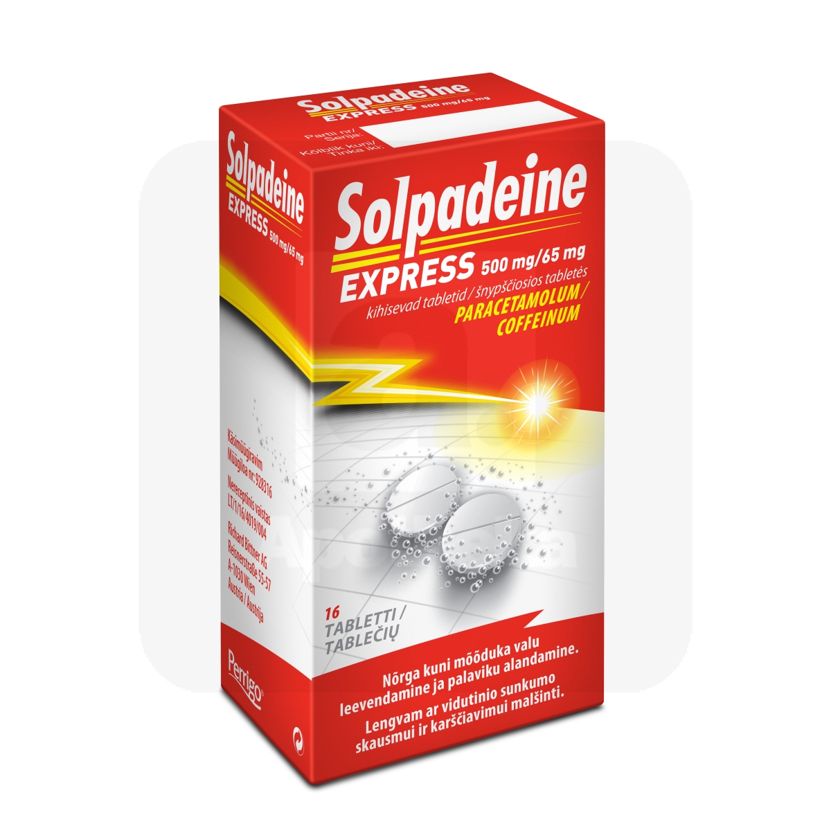 SOLPADEINE EXPRESS KIHISEV TABLETT 500MG+65MG N16 - Изображение товара