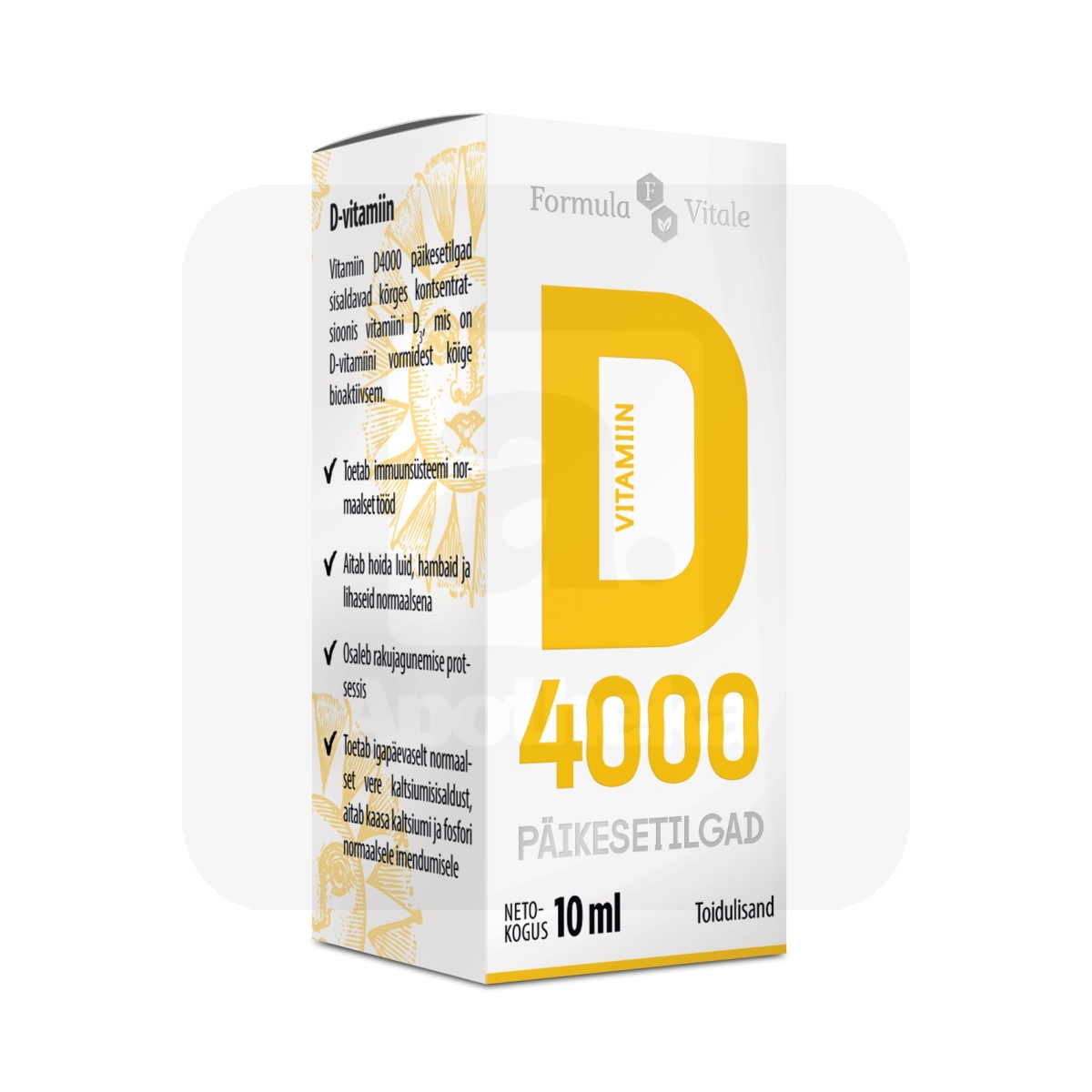 FORMULA VITALE D-VIT PÄIKESETILGAD 4000IU 10ML - Изображение товара