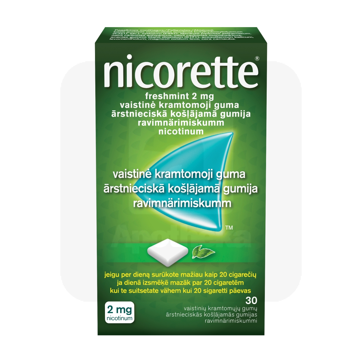 NICORETTE FRESHMINT NÄRIMISKUMM 2MG N30 - Изображение товара