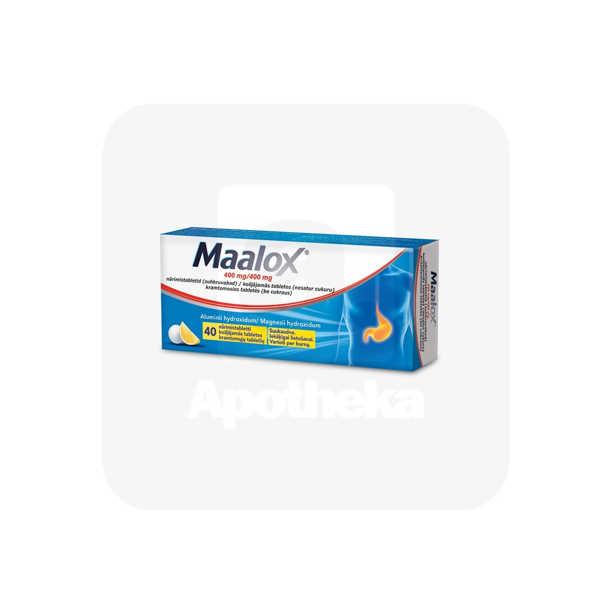 MAALOX NÄRIMISTBL 400MG+400MG N40 SUHKRUVABA - Изображение товара