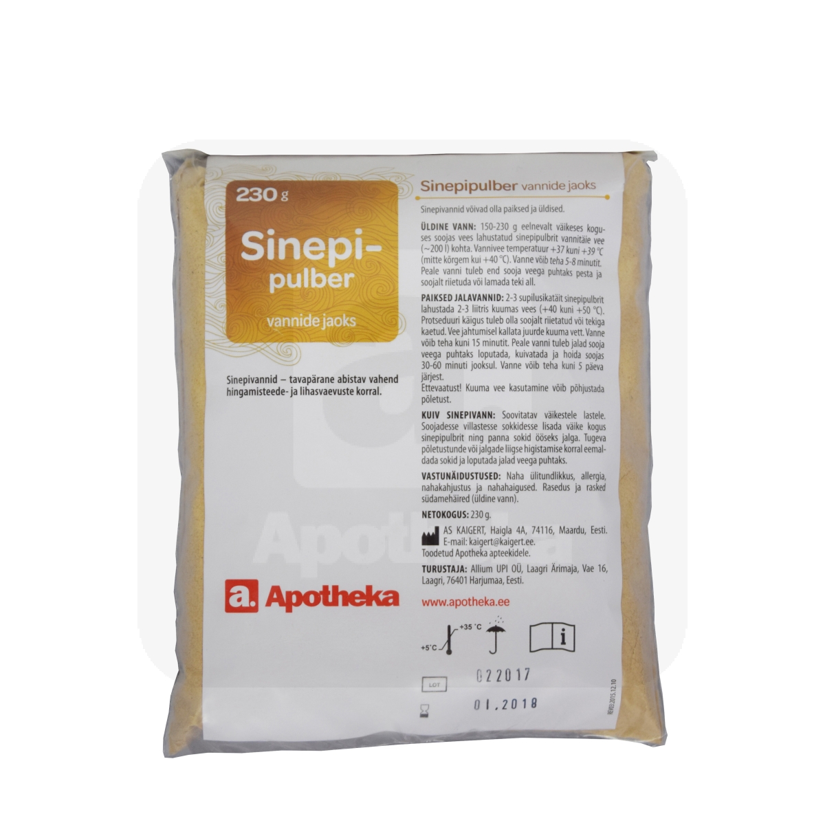 A. SINEPIPULBER VANNIDE JAOKS 230G