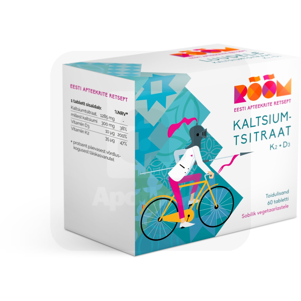 RÕÕM KALTSIUMTSITRAAT K2+D3 TBL N60 - Изображение товара