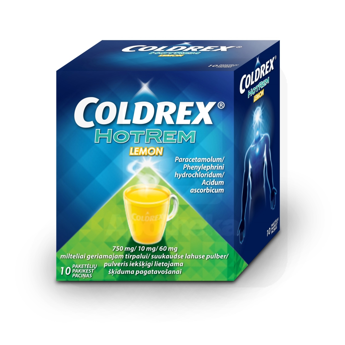 COLDREX HOTREM LEMON 750+10+60MG N10 SUUKAUDSE LAH PLV - Изображение товара