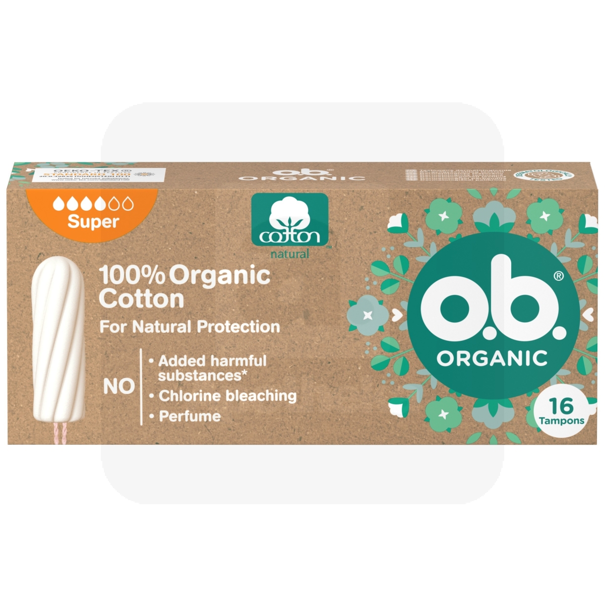 O.B. HÜG TAMPOONID ORGANIC SUPER N16 - Изображение товара