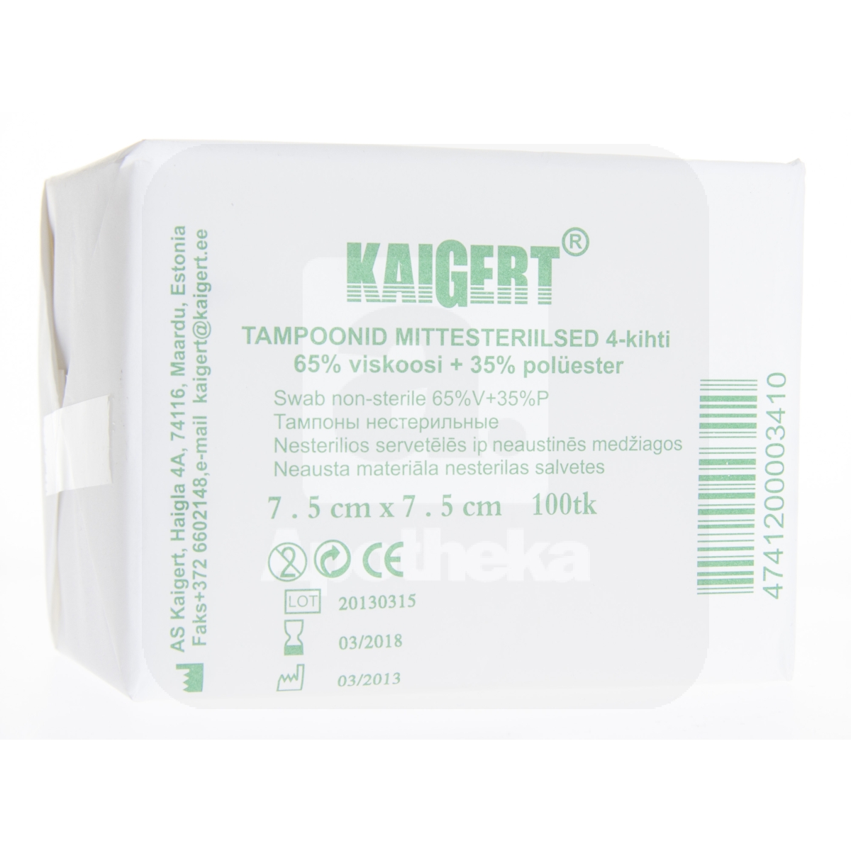 TAMPOONID LAUSMAT (MITTESTERIILSED) 7,5X7,5CM N100 (KAIGERT)