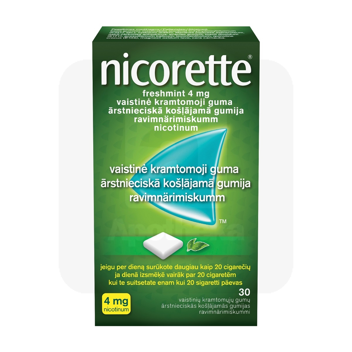 NICORETTE FRESHMINT NÄRIMISKUMM 4MG N30 - Изображение товара