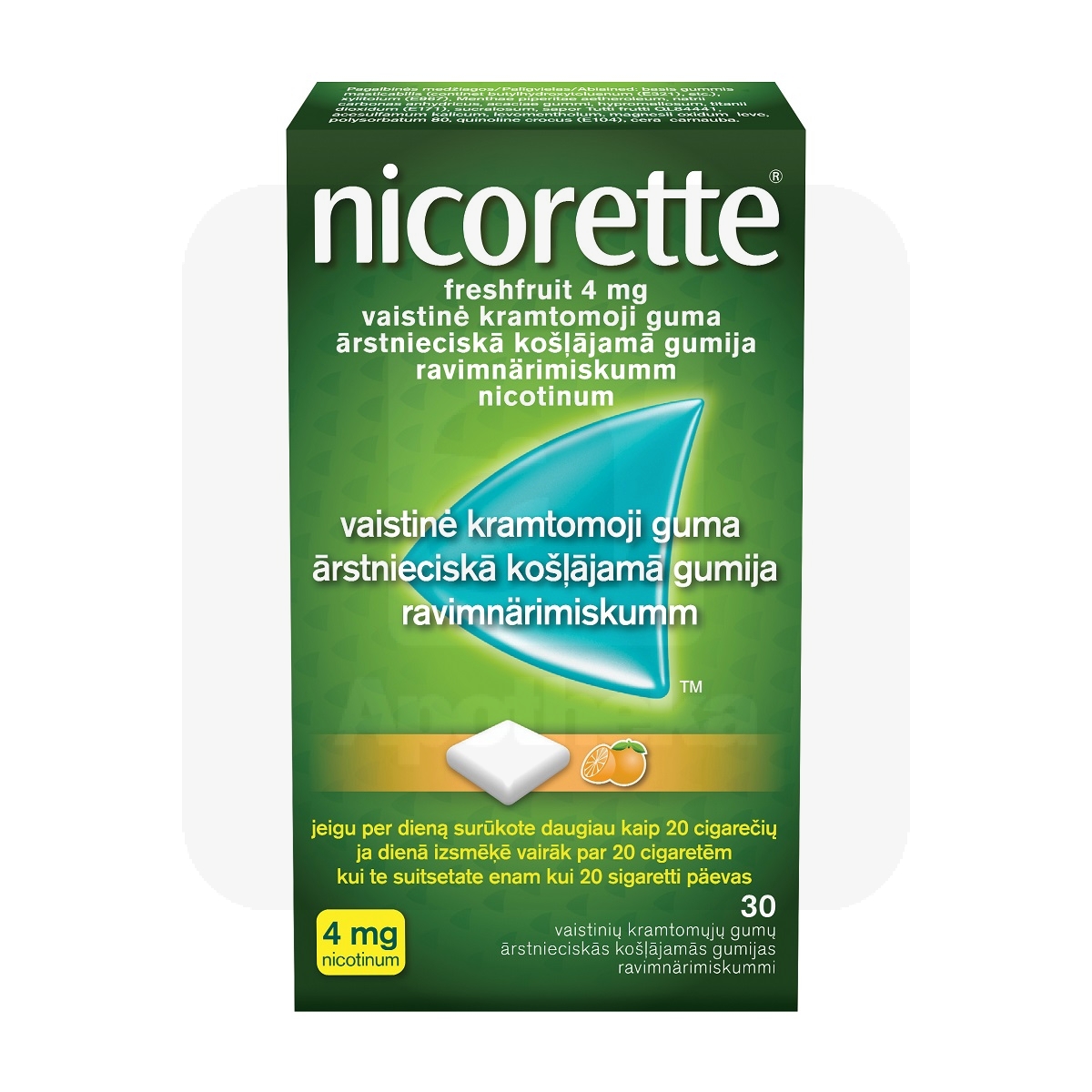 NICORETTE FRESHFRUIT NÄRIMISKUMM 4MG N30 - Изображение товара