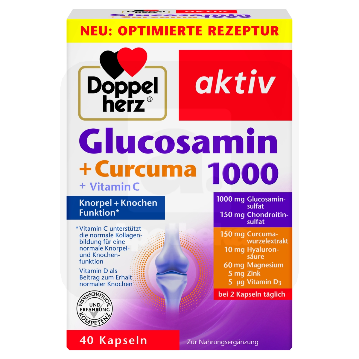DOPPELHERZ AKTIV GLÜKOSAMIIN 1000MG+KURKUMIIN+C VITAMIIN KAPSLID N40 - Изображение товара