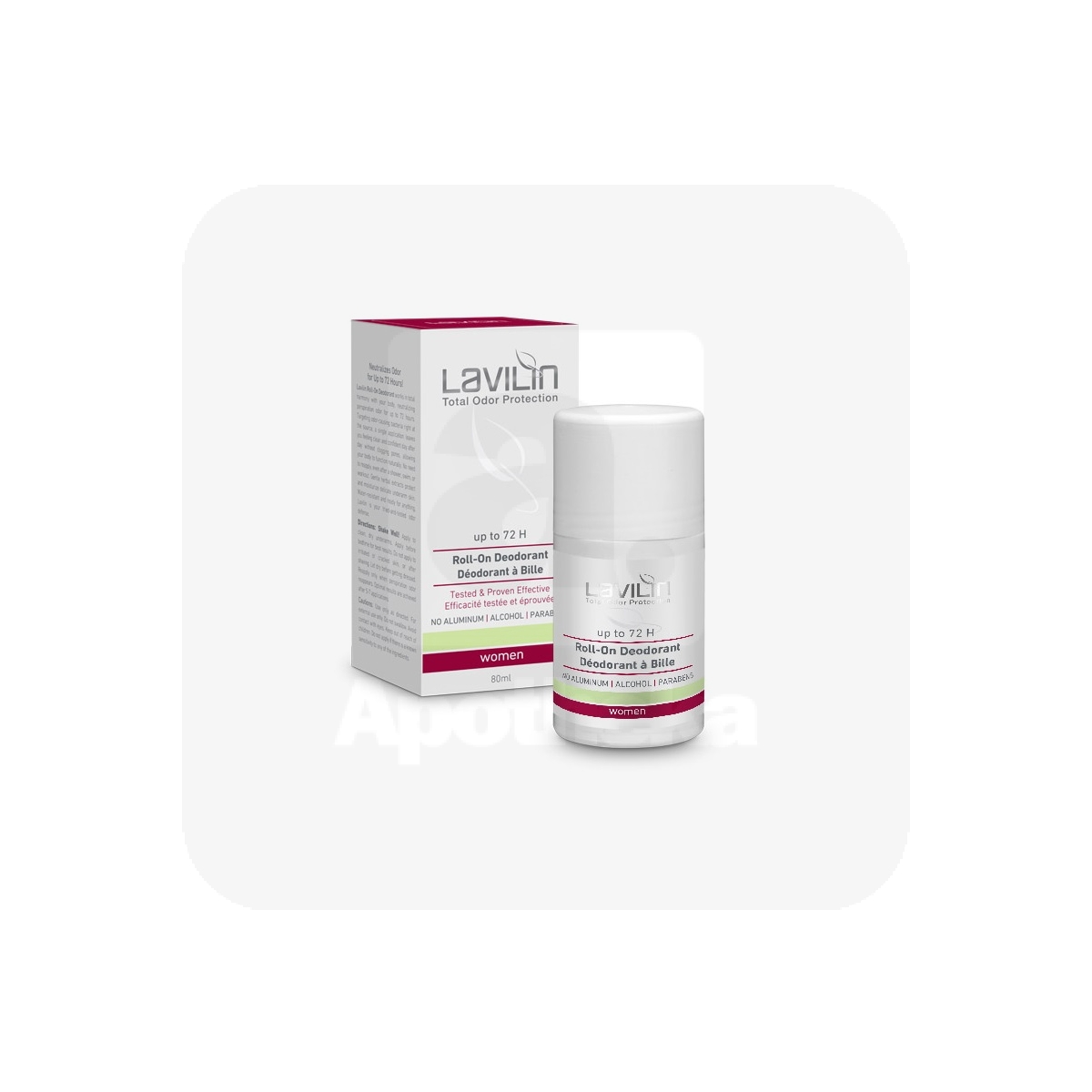 LAVILIN DEODORANT ROLL-ON 72H NAISTELE 80ML - Изображение товара