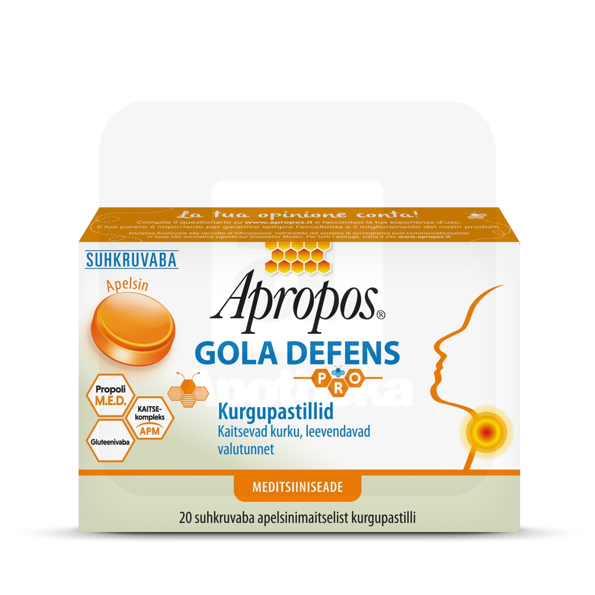 APROPOS GOLA DEFENS PASTILLID APELSIN N20 - Изображение товара