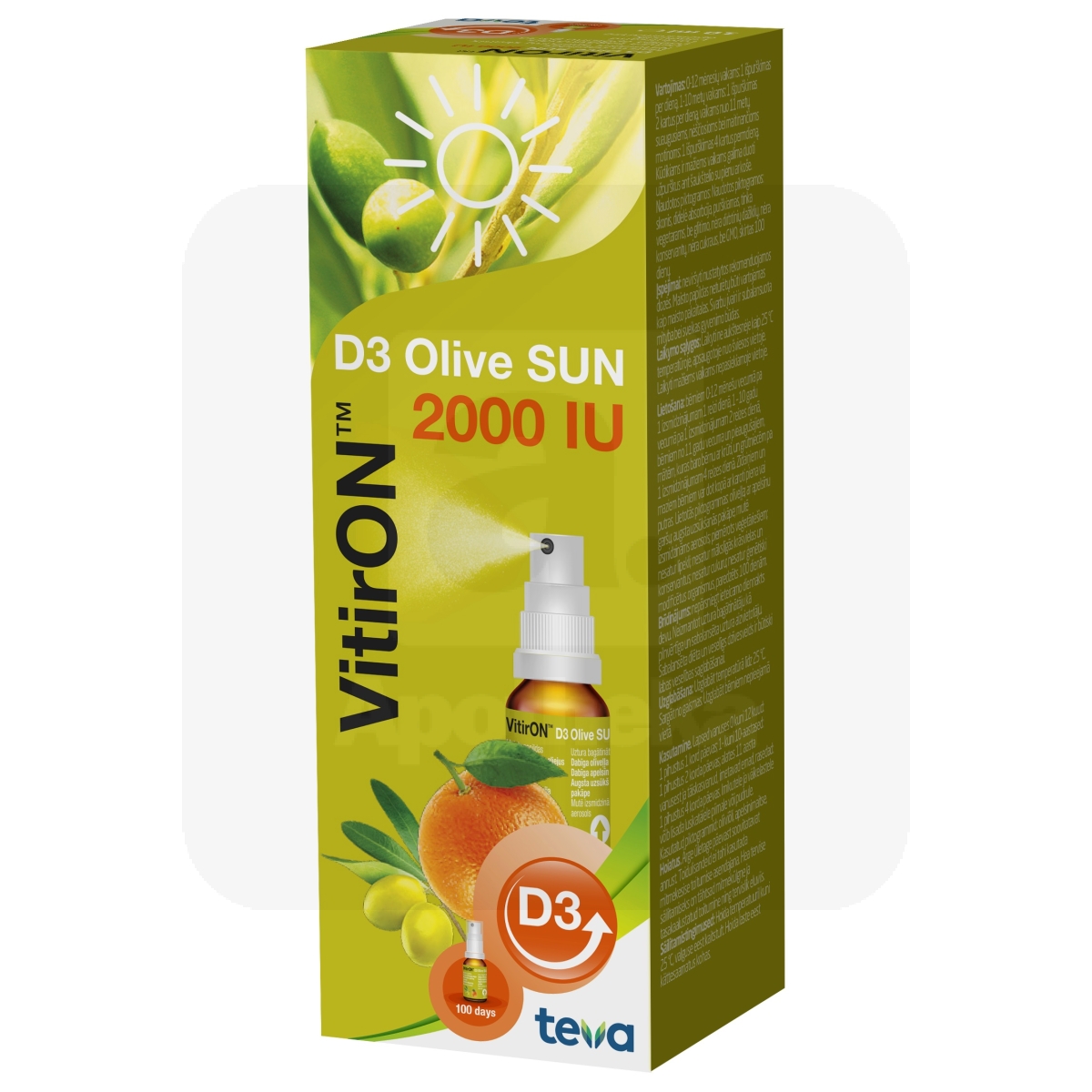 VITIRON D3 OLIVE SUN SPREI 2000IU 10ML - Изображение товара