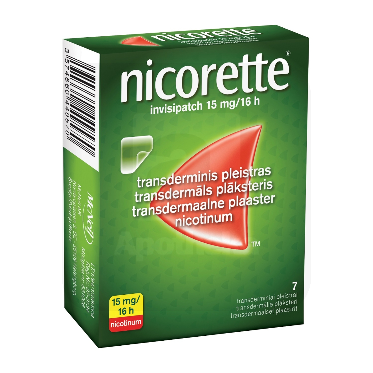 NICORETTE INVISIPATCH TDP 15MG/16H N7 - Изображение товара