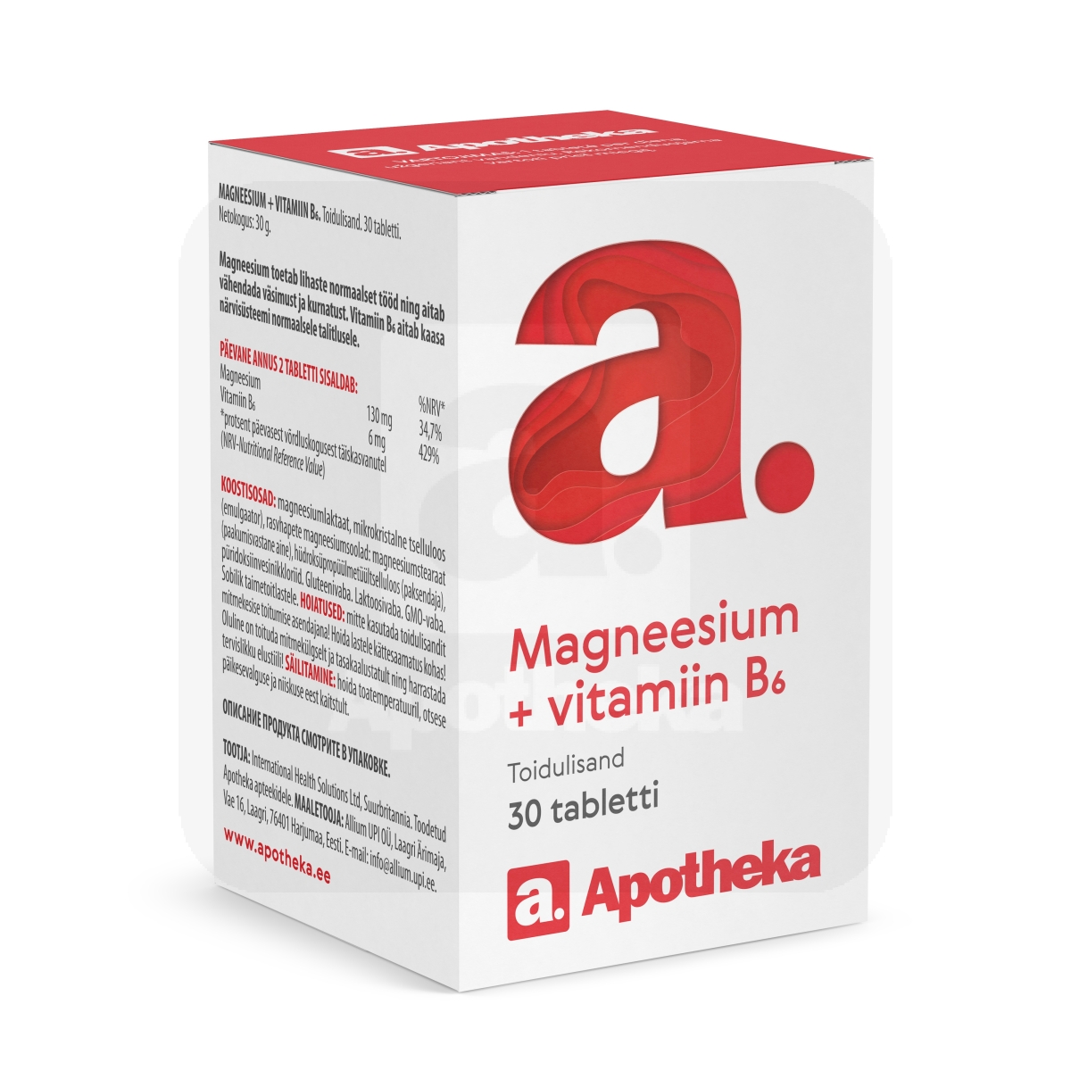 A. MAGNEESIUM +VITAMIIN B6 TBL N30 - Изображение товара 1