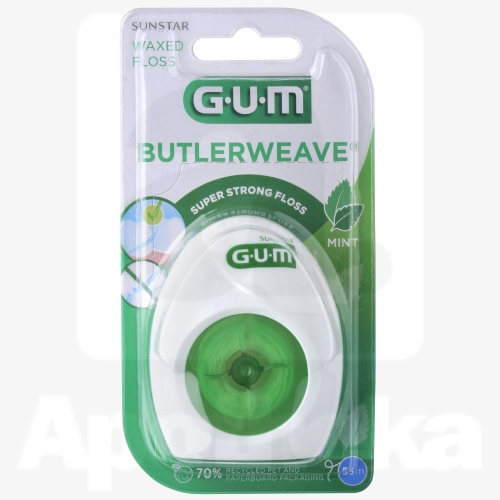 GUM ЗУБНАЯ НИТЬ ВОЩЕНАЯ, C МЯТОЙ  55M /1855/