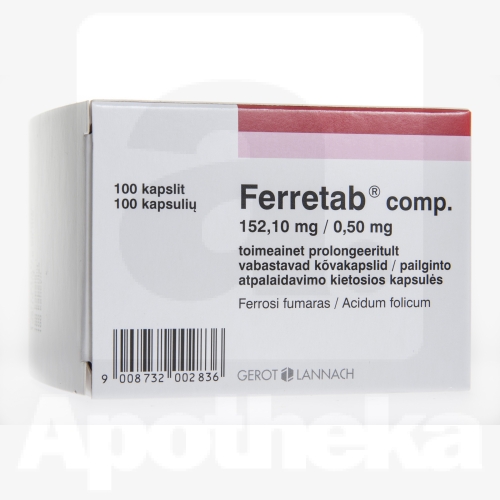 FERRETAB COMP PROLONG CAPS 152,1MG+0,5MG N100