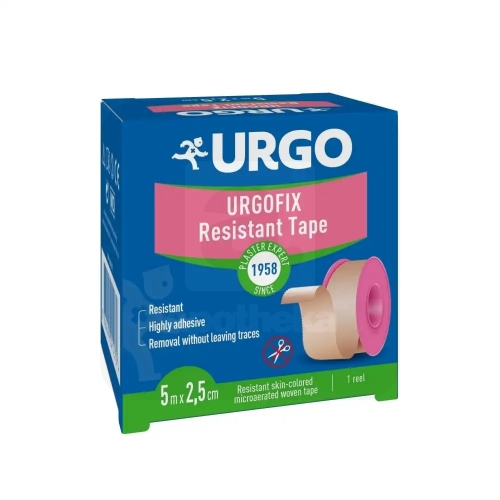 URGOFIX RULLPLAASTER 2,5CMX5M (SIIDIST,NAHAVÄRVI)
