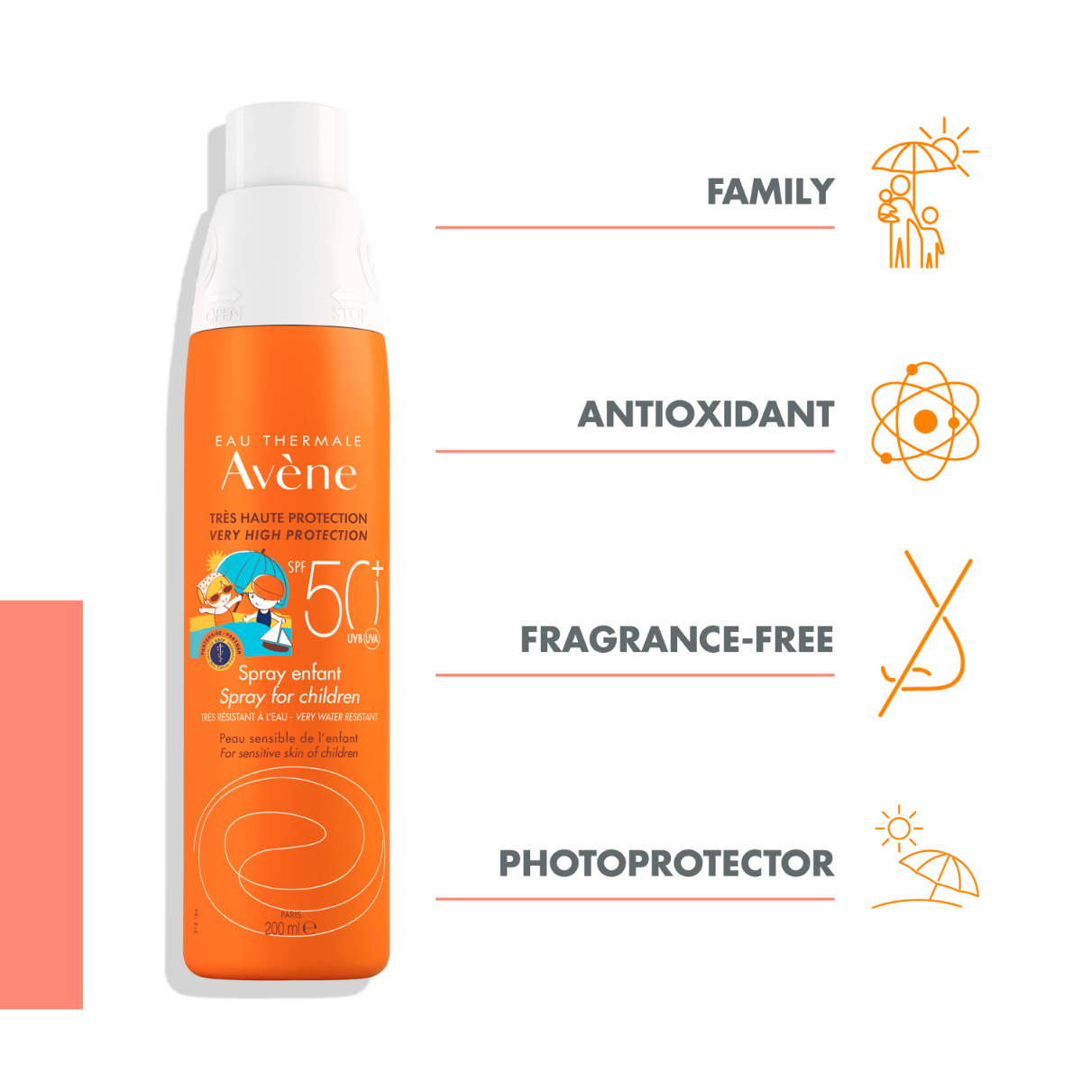 AVENE SUN CARE SPF 50+ SPRAY FOR CHILDREN 200ML - Изображение товара 2
