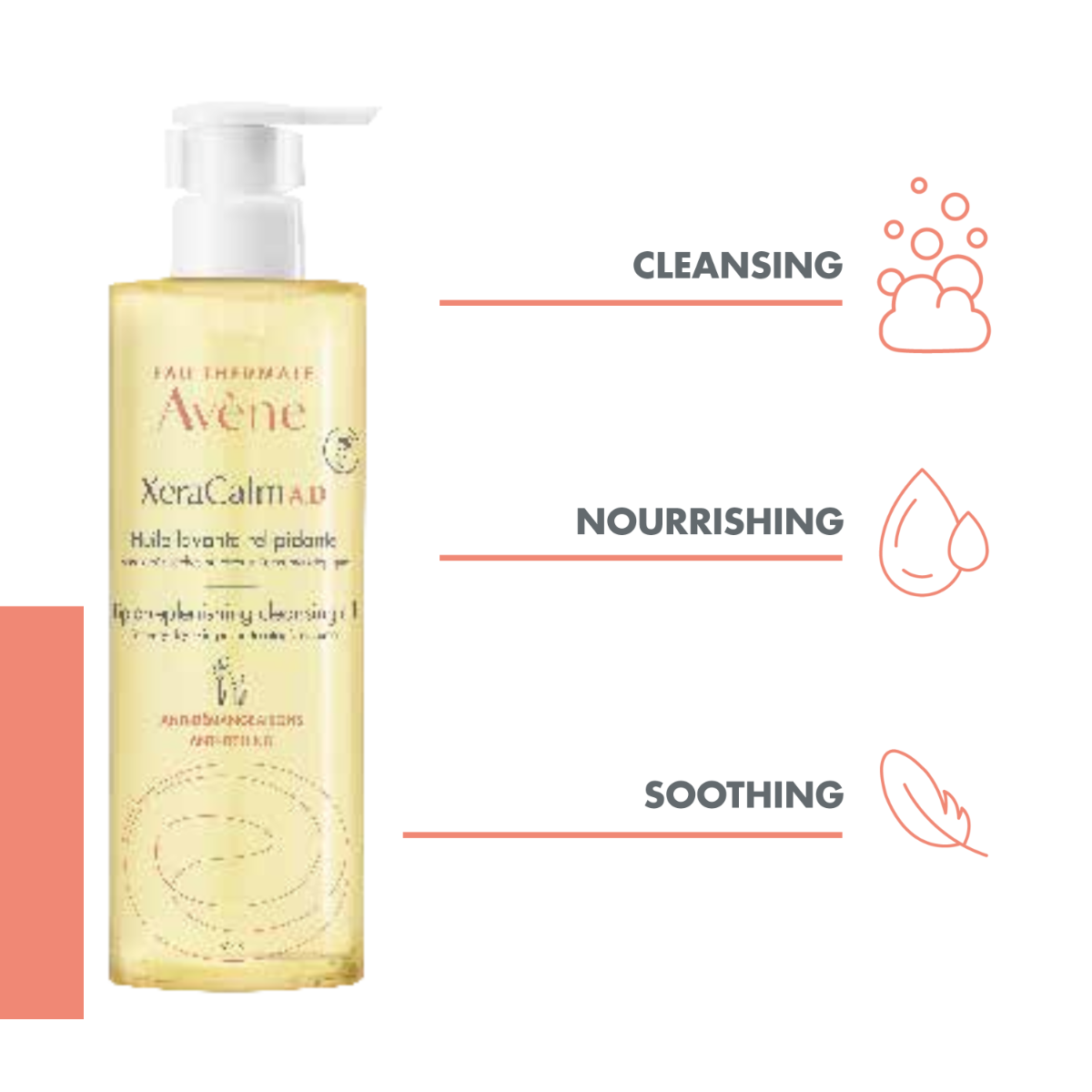 AVENE XERACALM AD LIPID-REPLENISHING CLEANSING OIL 400ML - Изображение товара 2