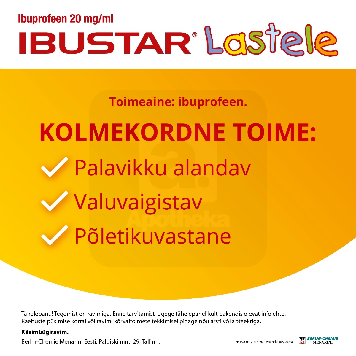 IBUSTAR SUUKAUDNE SUSP 100MG/5ML 100ML