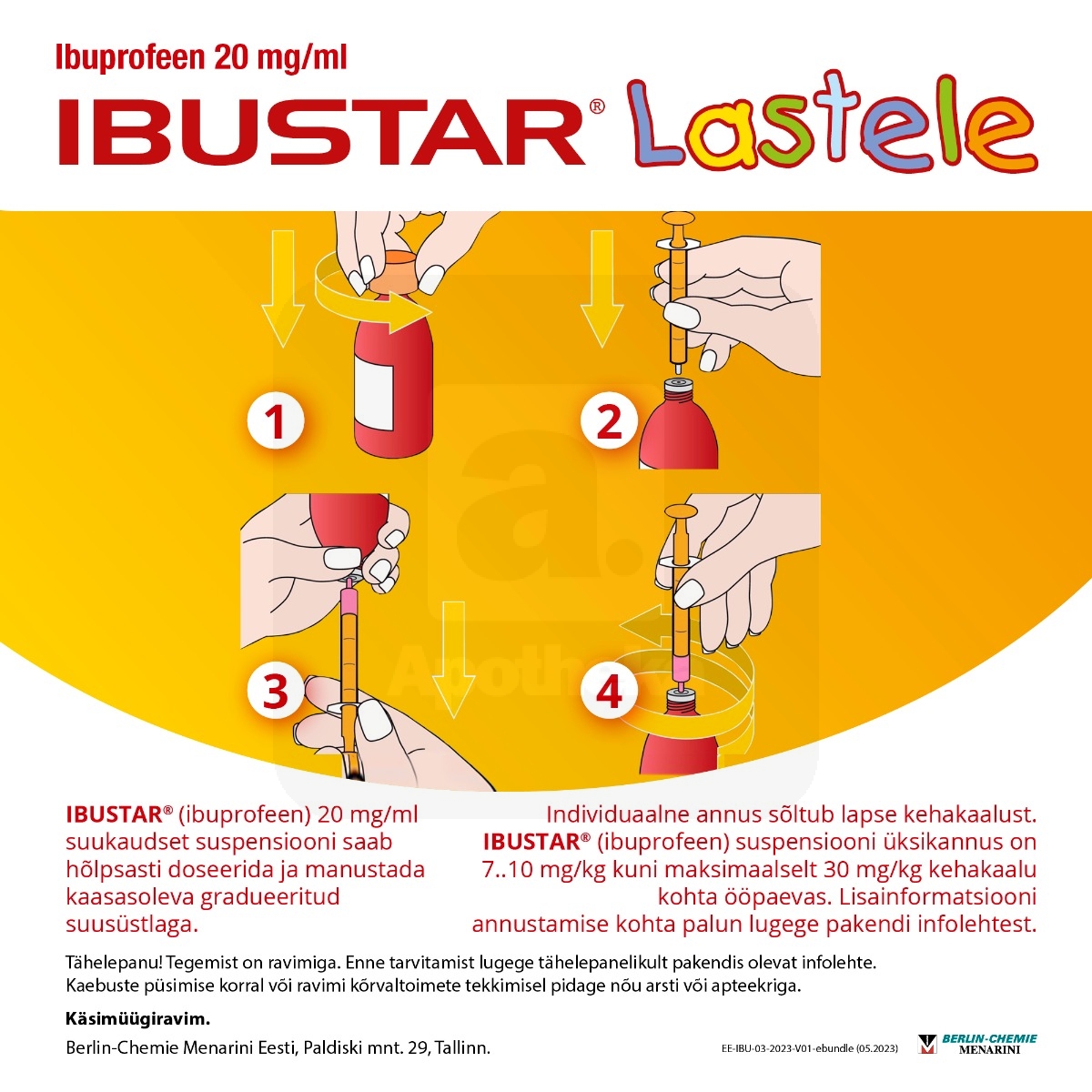 IBUSTAR SUUKAUDNE SUSP 100MG/5ML 100ML