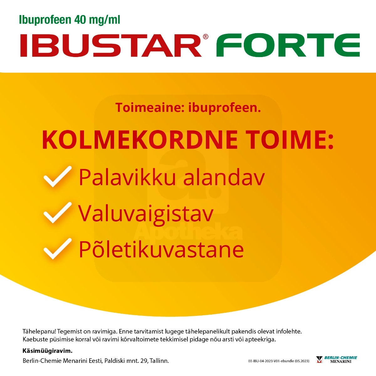 IBUSTAR FORTE SUUKAUDNE SUSP 40MG/ML 100ML - Изображение товара 2