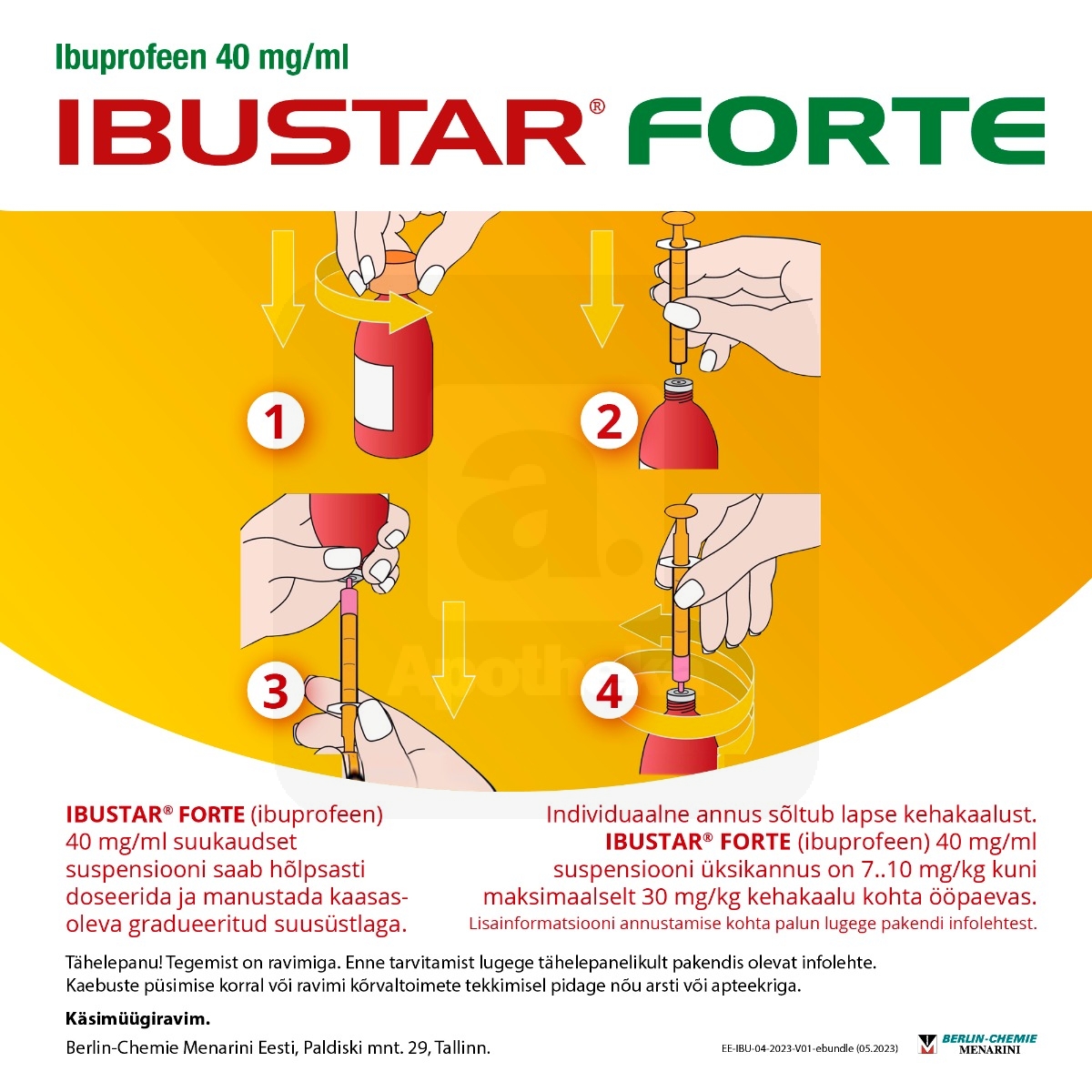IBUSTAR FORTE SUUKAUDNE SUSP 40MG/ML 100ML - Изображение товара 4