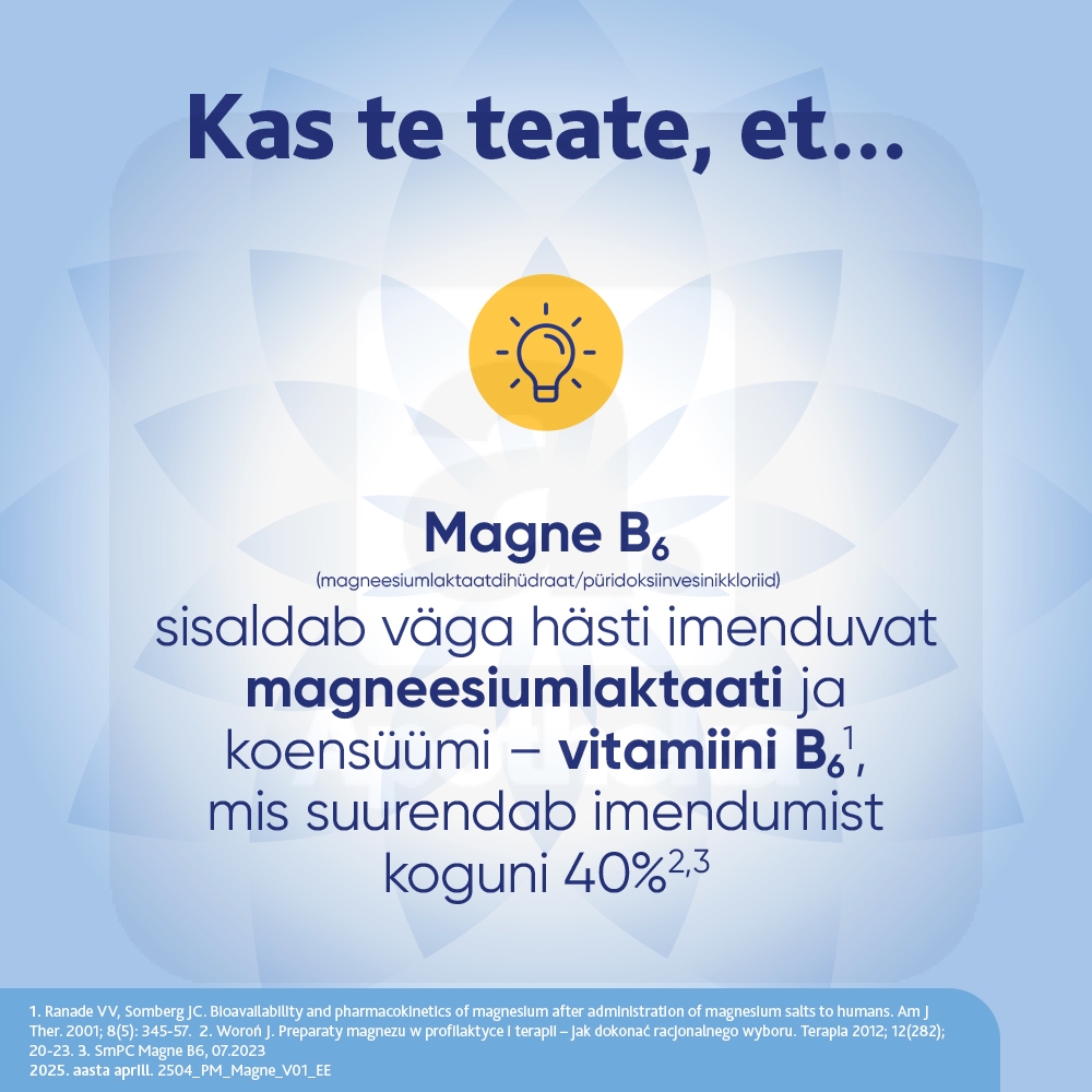 MAGNE B6 KAETUD TBL 5MG+470MG N60 - Изображение товара 4