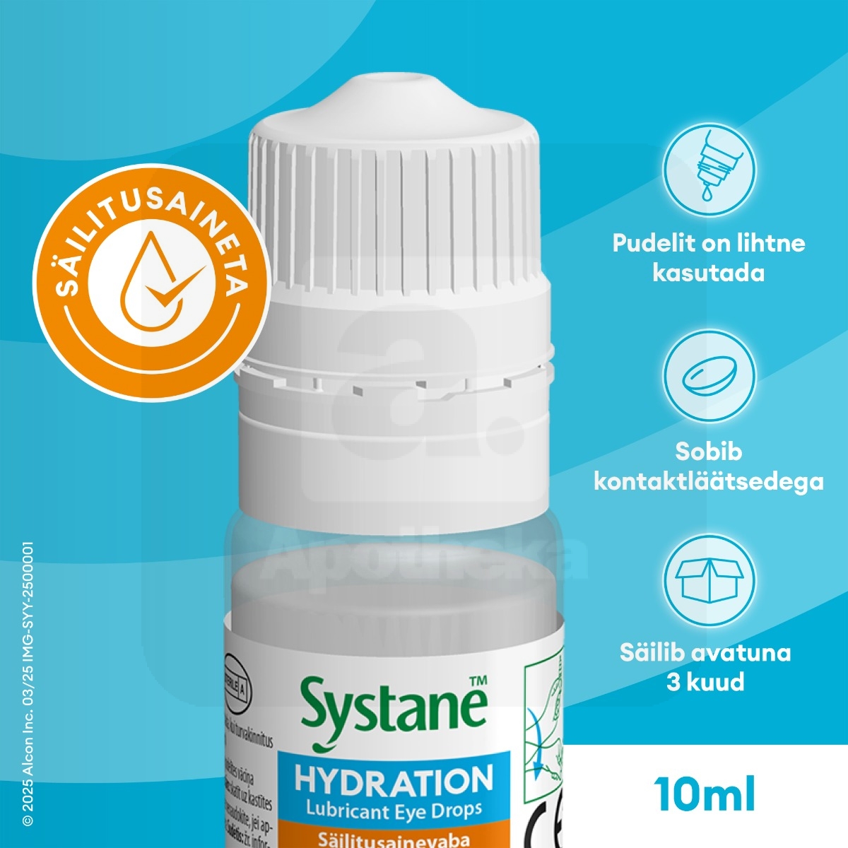 SYSTANE HYDRATION NIISUTAVAD SILMATILGAD SÄILITUSAINETA 10ML - Изображение товара 3