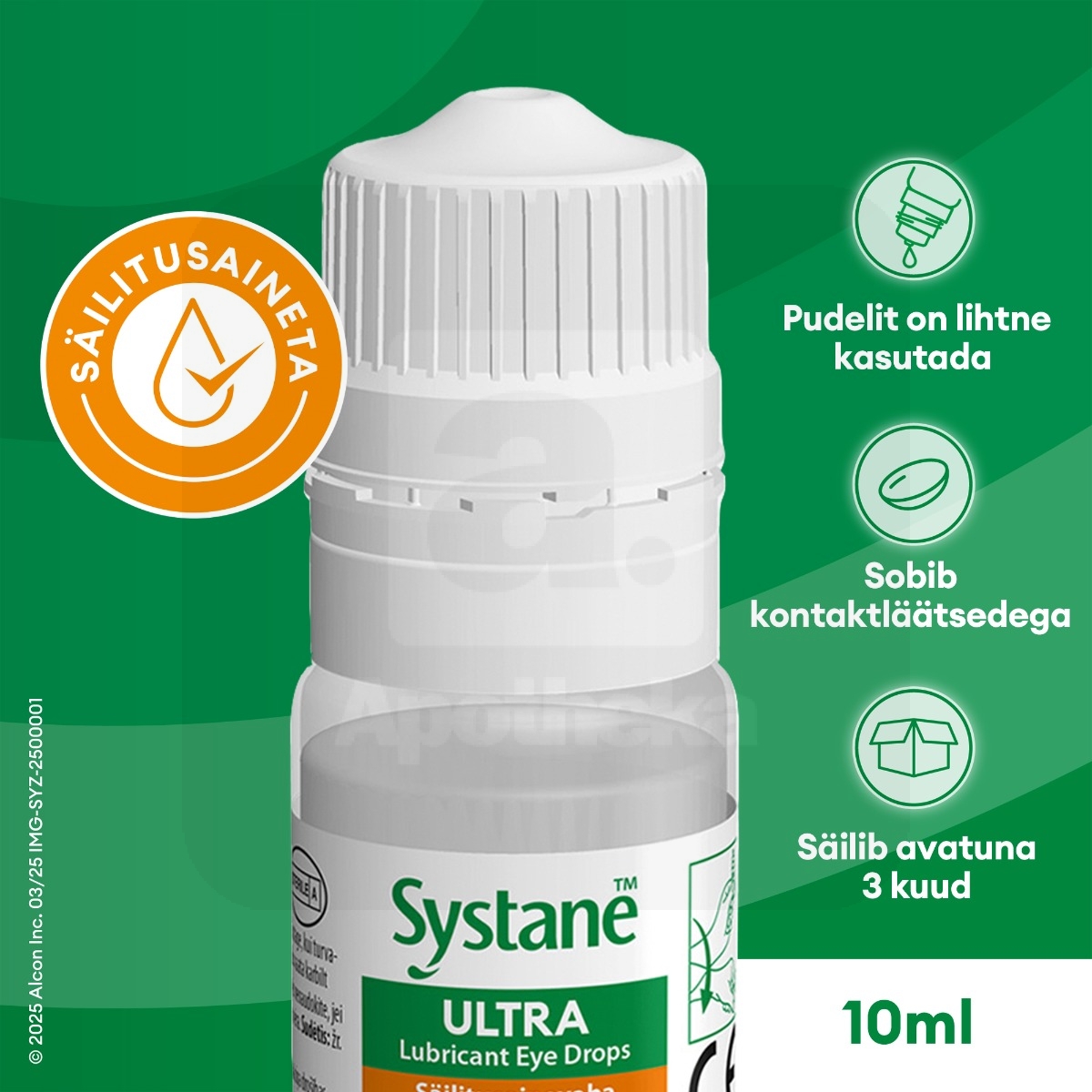 SYSTANE ULTRA NIISUTAVAD SÄILITUSAINETA SILMATILGAD 10ML - Изображение товара 2